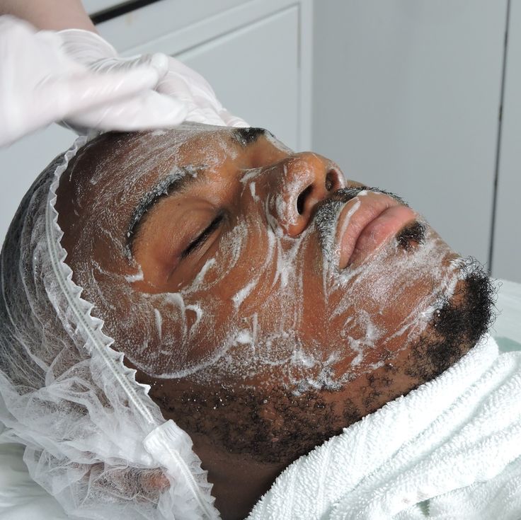 Client having a deep cleanse facial treatment applied